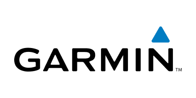 Logo firmy Garmin z napisem „GARMIN” wykonanym czarnymi literami oraz niebieskim trójkątem nad literą „N”, nadające się do wykorzystania w identyfikacji wizualnej Kuba Konwent kontakt.